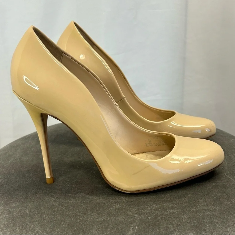 Zara light beige tan brown patent high heel pumps Sz 40 - Picture 2 of 12